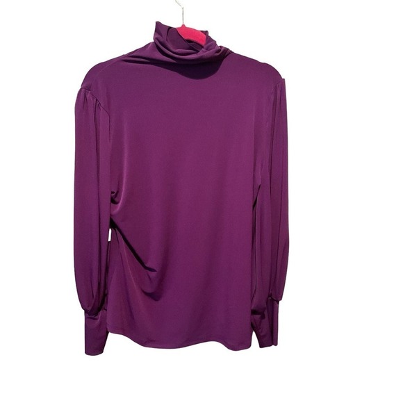 NY and Company Blouse Top Women's Size L Purple Long Sleeve Turtle Neck Pullover - Picture 2 of 5